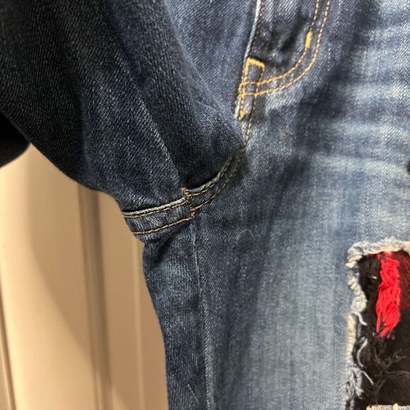 Lauren Ralph Lauren Women's Patchwork Lite Barrel Taper Jeans Sz 6 Festival Boho - Picture 5 of 8